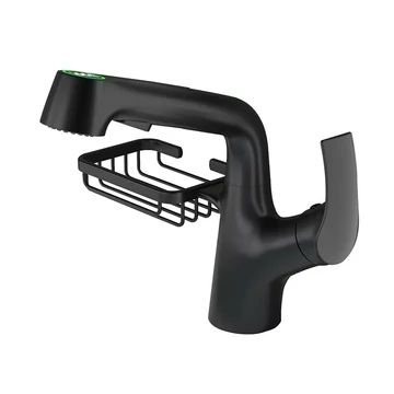 Austler FH-3311 Kihúzható fejes mosdó csaptelep, Állítható magasság, Vízhőfok kijelző, Fekete