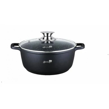 Bachmayer BM-7884-40 préselt aluminium edény tapadásmentes kerámia bevonattal, üveg fedővel, 3 rétegű hővezető alj, 40 cm Ø, 18.5 l, Fekete