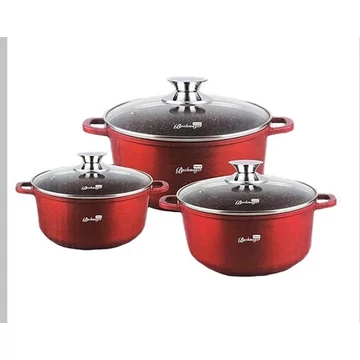 Bachmayer 3 részes márvány bevonatú lábas készlet piros BM-7301