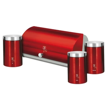 BERLINGER HAUS BH/6729 Kenyértartó 3 részes tároló szettel, Metallic Line Burgundy Edition