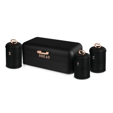 BERLINGER HAUS BH/6753 Kenyértartó 3 részes tárolókészlettel, Black Rose Collection