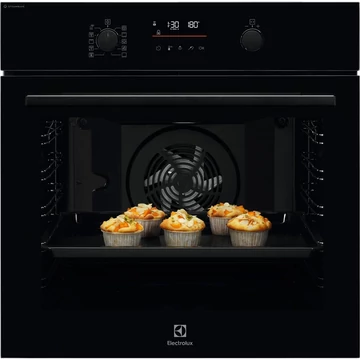 Electrolux EOD6P77WZ SteamBake beépíthető sütő, Sütővilágítás, Grill funkció, Sütési funkciók, Légkeverés, Hőlégbefúvás, Gőz funkció, Alsó+Felső sütés, Hagyományos sütés,Pizza, Turbó grill, Kiolvasztás, Űrtartalom 72 l, Fekete
