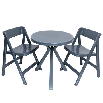 FLAIR 61604 antracit balkon szett, asztal (70x72 cm) és 2 szék (46x50x75 cm)