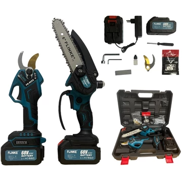 Flinke FK-8053 Akkus Metszőolló és Láncfűrész, 2db 48V akkuval, pót pengével és lánccal, kofferben
