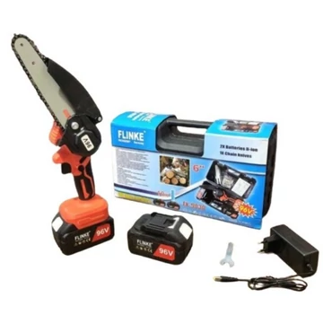 Flinke FK-9030 Akkumulátoros Láncfűrész, 15.24 cm vágási hossz, 2 db 96 V/ 4 mAh akkumulátorral, 1 db lánc, 1 db hosszított vezető