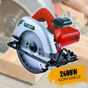 Flinke FK-KF-1902 körfűrész, 2600W, 4700 fordulat/perc, 185 mm átmérőjű fűrészlap, 63 mm vágási mélység
