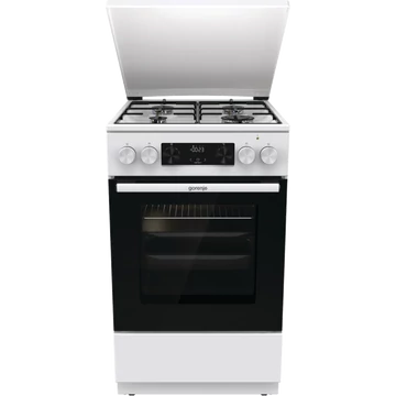 Gorenje GK5C42WJ, Szabadonálló, Gáz, Kombinált tűzhely, Főzőzóna 4, Sütő 62L, A energiaosztály, Grill, Fehér-Fekete