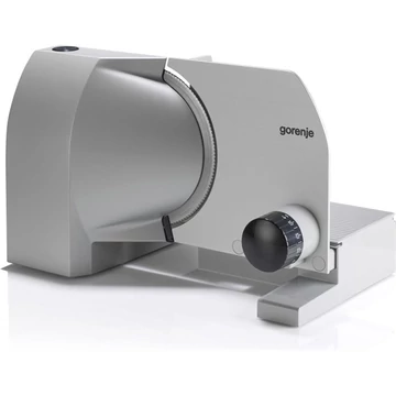 Gorenje R708A Szeletelőgép, 100W, Vágásszélesség 1-15mm, Solingen, 17 cm Ø penge, Pillanat működés gomb, Aluminium palást, Ezüst - BONTOTT CSOMAGOLÁS, LEÉRTÉKELT ÁRU!
