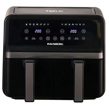 Hausberg HB-2373NG 2200-2400W Forrólevegős sütő (air fryer/airfryer), Dupla kosaras, 8,4 L , Fekete