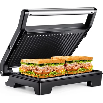 HAUSMEISTER HM 8811 PANINI GRILL SÜTŐ, SZENDVICSSÜTŐ 1000W, FEKETE