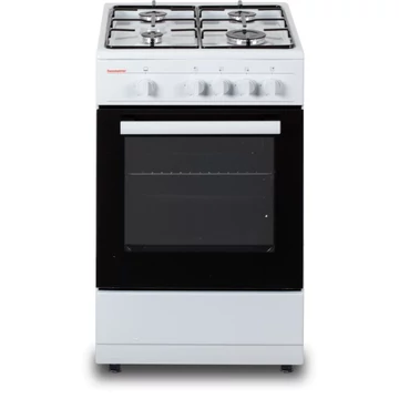 Hausmeister HM 5026 Gáztűzhely, 4 gázrózsás kivitel, alsó égésű gáz sütőtér, térfogata 49 liter, fehér színű