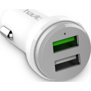 Havit HV-UC515WG  2- es USB  autós töltő szivargyújtóba, 2.4 A, Fehér-szürke