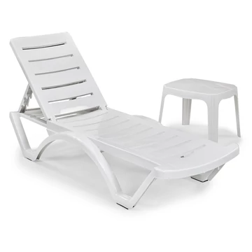 IRIS GF-600 Sunset műanyag, háttámlás napozóágy 65x188x30cm, Fehér