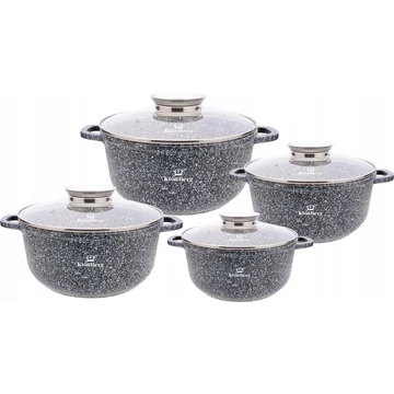 KlönBerg KB-3922 8 részes préselt aluminium edényszett kerámia bevonattal, márányhatású szürke