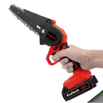 Kraftech KT/BCHS-48V Akkumulátoros kompakt láncfűrész, 48 V/4000 mAh Li-ion, 5 m/s láncsebesség, 15 cm vágólap, 2 db lánc