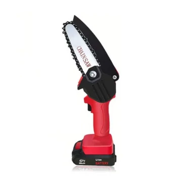 LS-006 akkumulátoros kompakt láncfűrész, 48 V Li-ion, 10 m/s láncsebesség, 3000/perc forgási sebesség, 10.16 cm vágólap, 2 db akkumlátorrall, Piros-Fekete