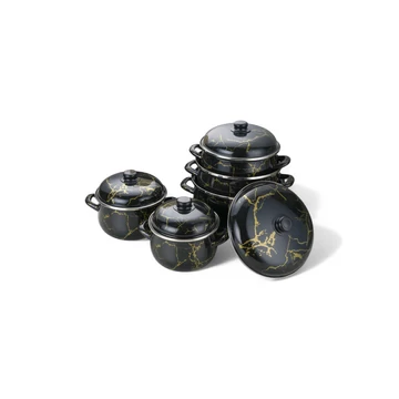 MASTERPAN MP-2605 10 darabos Zománcozott edénykészlet, Fekete-Arany 