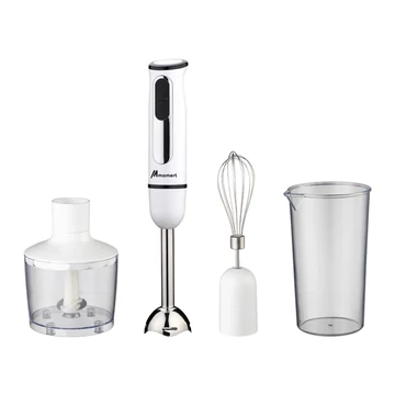 Momert 2222 Botmixer szett, 600 W, 2 sebességfokozat, Levehető mixerfej, 600 ml-es keverőpohár, 860 ml-es aprító, habverő, Fehér