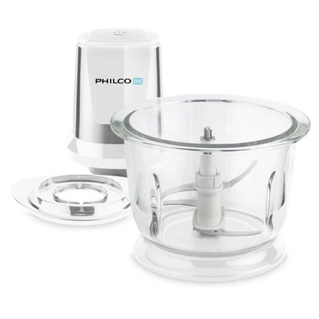 Philco PHHB 6910 konyhai aprító, 400W, 1.5 l üvegtál, 4 precízen élezett acél kés, Jégaprítás, Fehér