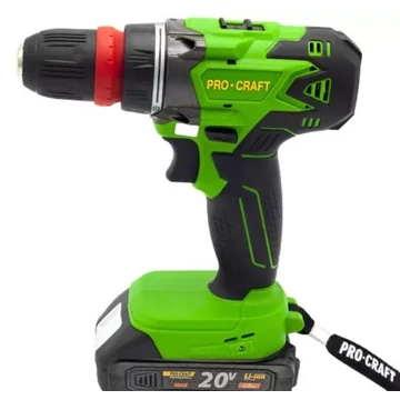 Procraft PA18DFR Akkumulátoros fúrócsavarhúzó, 38 Nm nyomaték, 0-350/0-1400 fordulat/perc, 2 db 20V/2 Ah akkumulátorral, Kefe nélküli motor, Levehető DFR gyorstokmány, Integrált LED lámpa, 2 fokozat, fordulatszám szabályozás