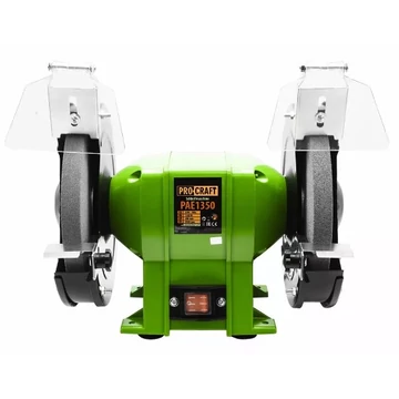 Procraft PAE1350 Kéttárcsás asztali köszörű, 350 W, 2950 fordulat/perc, P80, P36 szemcseméretű tárcsák, 200 mm köszörűkorong átmérő