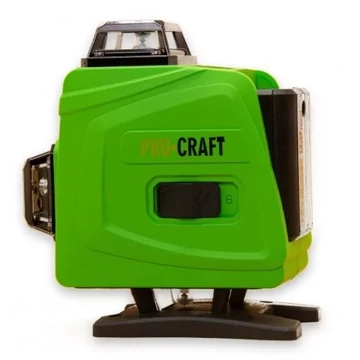 Procraft LE-4G Zöld lineáris, keresztirányú önszintező lézer, 360°-os sugárzási szög, 4 Ah akkumulátor Li-Ion,  Mágneses tartó, Távirányító, Forgó mágneses tartó