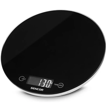 Sencor SKS 5330 Konyhai mérleg, 5kg/1g, LCD kijelző, Edzett üveg, Fekete