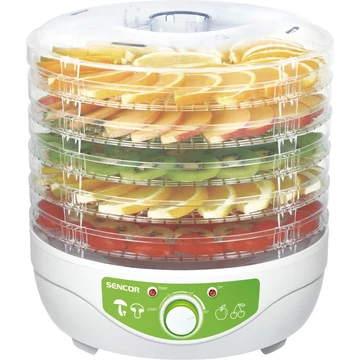 Sencor SFD 790WH Gyümölcsaszaló, 250W, 5 szárító tálca, Állítható hőmérséklet, Fehér