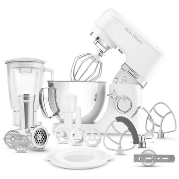 Sencor STM 6350WH Konyhai robotgép, 1000W, 4,5 L rozsdamentes edény, Mixer, Húsdaráló, Kolbásztöltő, Fehér
