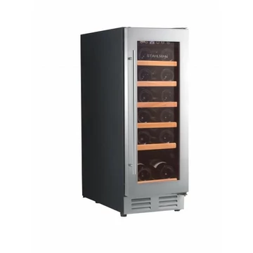 Stahlman ST-308 borhűtő és italhűtő, 60 l, 18 palack, 5+1 bükfa polc, LED világítás, Ezüst