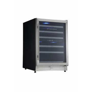 Stahlman ST-311 borhűtő és italhűtő, 150 l, 51 palack, 5+1 bükfa polc, LED világítás, Ezüst