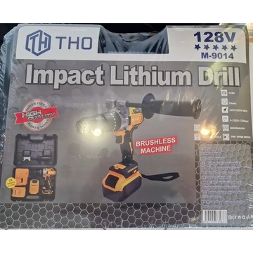 THO M-9014 Akkumulátoros ütve fúró, csavarozó, szénkefe nélküli motor, 2db akkumulátor, 128V, sebesség kapcsoló