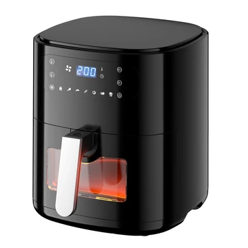 TOO forrólevegős sütő (air fryer/airfryer) AF-650-B 1500 W, 6 L, Digitális vezérléssel, Betekintő ablakkal, Fekete