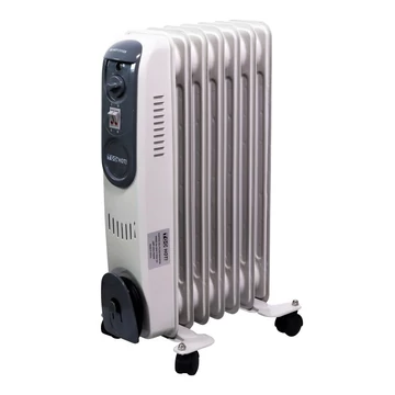 TOO OFR-7-1500-121 7 tagú elektromos olajradiátor, 1500W, Hőfokszabályozó, 2 fűtési fokozat, Termosztát, Túlmelegedés elleni védelem, Felbillenés esetén kikapcsol, Szürke