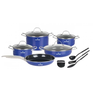 ZILNER ZL-8136 14 részes edénykészlet, indukciós, alumíniumöntvény, többrétegű alsó, tapadásmentes, kék