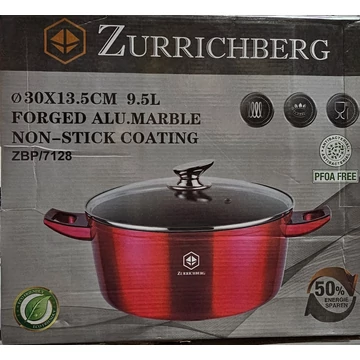 Zurrichberg 30X13,5 CM 9,5 L ALU. márvány bevonatú lábas üveg fedővel szilikon fogantyúval ZBP/7128