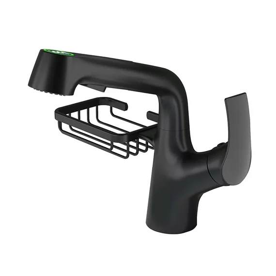 Austler FH-3311 Kihúzható fejes mosdó csaptelep, Állítható magasság, Vízhőfok kijelző, Fekete