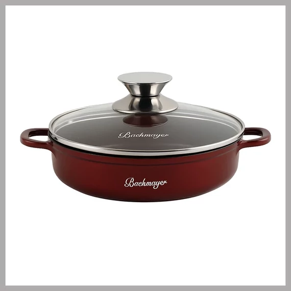 Bachmayer BM-7401-20 Sekély edény fedővel, átmérő 20 cm, mélység 4.5 cm, 1,25L, Burgundi