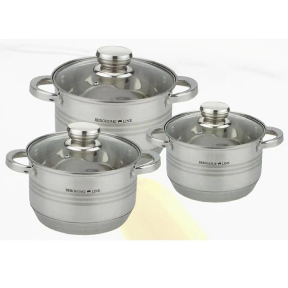 Berghome Line BL-1221 6 részes rozsdamentes edény készlet, átmérő 16, 18, 20 cm