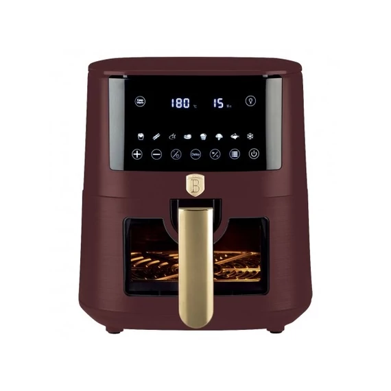 Berlinger Haus BH/9606 matt bordó 8 L forrólevegős sütő 1650W XXXL méret kosár tapadásmentes bevonattal Digitális