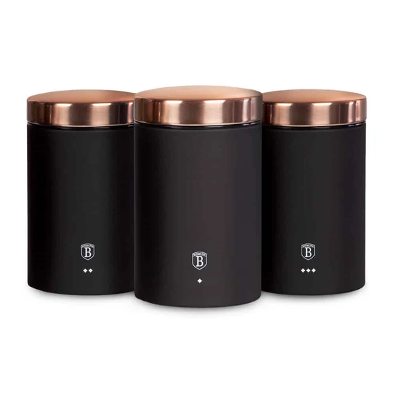 Berlinger Haus BH/1734N rózsaarany-fekete 3 részes tároló szett