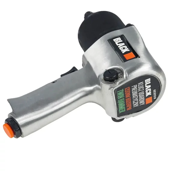 Black 12203 pneumatikus ütvecsavarozó, 6-8 bar, 0.63 Mpa, 8000 fordulat/perc, 1/2", 1200 NM, Twin Hammer, 8 db kulcs