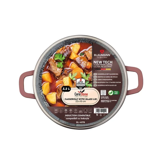Blaumann BL-4078 3,2L Cerastone Collection 22 cm-es Fazék-Fedővel, Bronz