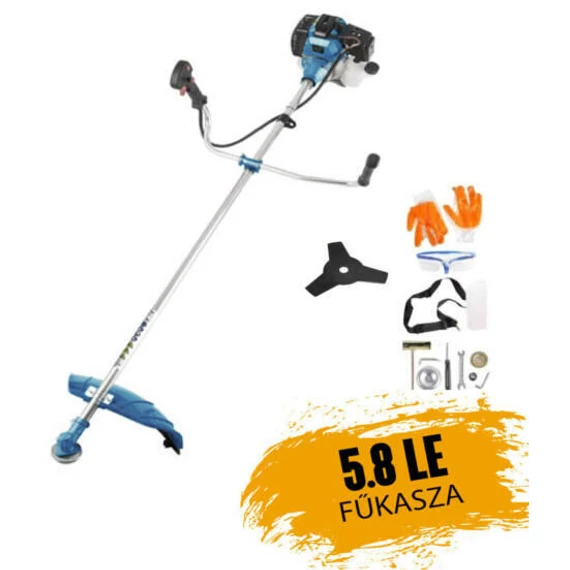 Flinke FK-9300 Benzines fűkasza, 5.8 LE, 65 cm3, 12500 fordulat/perc, damilfej bozótvágó, 3 ágú kés