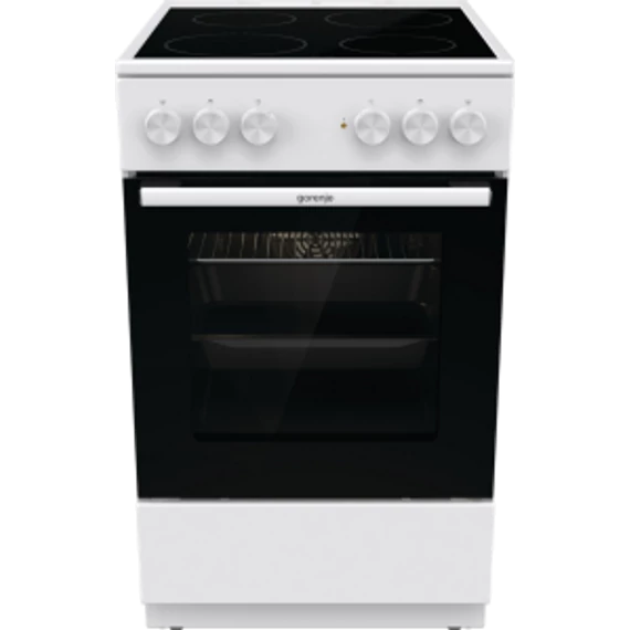 Gorenje GEC5A41WG Szabadonálló, Kerámialapos, Elektromos tűzhely, Főzőzóna 4, Sütő 62L, A energiaosztály, Grill, Fehér-Fekete