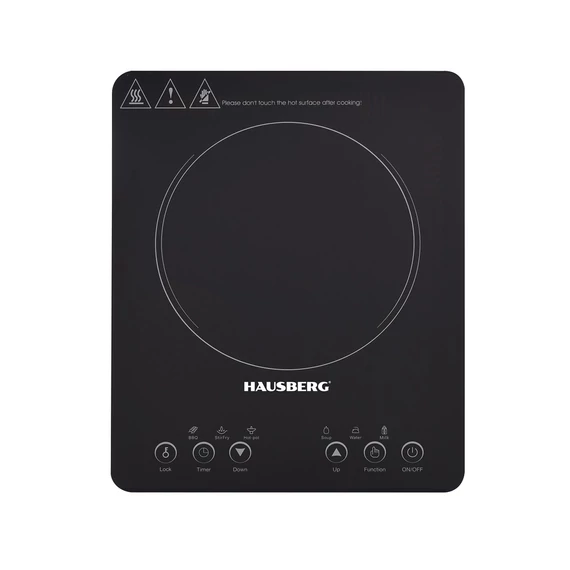 Hausberg HB-1525NG 2000W-os fekete elektromos egylapos indukciós főzőlap érintésvezérléssel