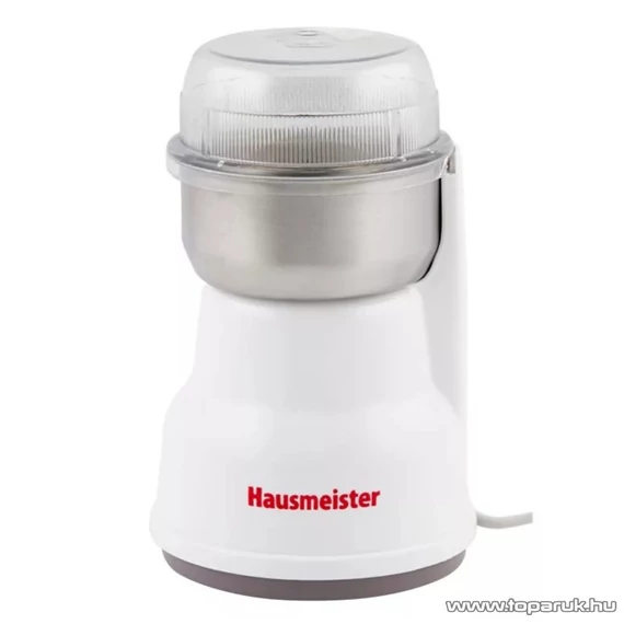 Hausmeister HM 5207 kávédaráló, 65 g szemeskávé kapacitás, mák, dió, cukor- és fűszerőrlés, fehér