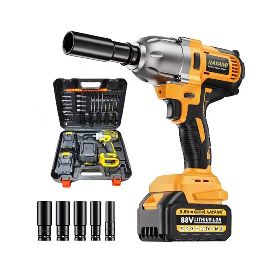 Hayami HA-1006 Akkumulátoros ütvecsavarozó készlet 2 db Li-Ion 88 V/3000mAh akkumulátorral, 580 Nm nyomaték, 0-350 rpm/0-1350 rpm