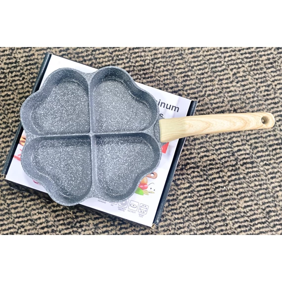 HYLLIS Négy Rekeszes Szívalakú Tojás-Palacsintasütő Serpenyő, Alumínium, 20x15cm