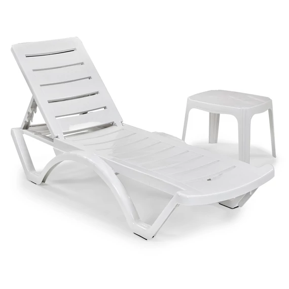 IRIS GF-600 Sunset műanyag, háttámlás napozóágy 65x188x30cm, Fehér